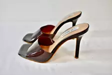 STEVE MADDEN Brown Lucite Sandal Open Toe Mule Shoes Size 7.5M On Sale nt