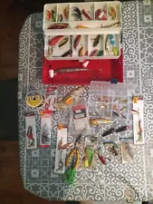 Spinning Lure Fishing Joblot Spinners Plugs Tackle Box Stuffed With Vintage And