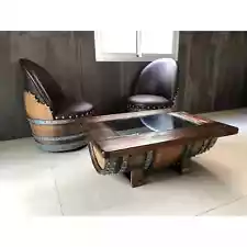 Wine Barrel 2-Chair Coffee Table Set (Wine Barrel Table -Whiskey Barrel Chair)