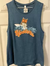 NWT! Official HOOTERS Ridin' The Wave DEEP TEAL Tank TOP / TEE / SHIRT ~ Large