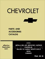 1972 Illustrated Master Parts Book El Camino Chevelle Monte Carlo Camaro Nova 72