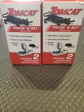 Tomcat 2PK Press 'N Set Mouse Trap Spring-Loaded For Indoor Outdoor - 4 Traps