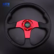 13" Universal Aluminum Red Steering Wheel+Horn Button for Most Cars