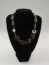 Hematite Styled Statement Chunky Necklace Bold Collectible Accessory Beaded