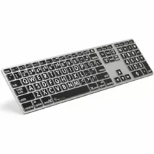 LogicKeyboard Large Print Slim Keyboard for Apple Mac Macintosh White On Black