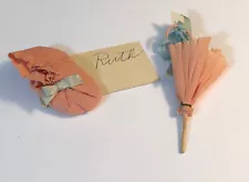 Vintage Pink Crepe Paper Baby Shower Favors ~ Booty & Umbrella