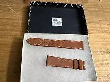 NEW AUTHENTIC HERMES PARIS LEATHER WATCH STRAP BAND 20MMX18MM FL BEIGE BROWN