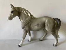 Vintage Ceramic Dapple Grey Percheron Draft Horse Figurine ~ Japan