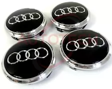 Audi 69mm Black Chrome Wheel Rim Center Hub Caps Emblem 4PC Set 4B0601170A (For: 2008 Audi S8)