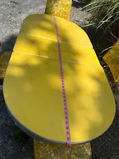 1950s yellow formica chrome table/leaf dinette set 4 chairs with original tags