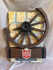 Clean! Vintage Lone Star Beer Wagon Wheel Advertising Beer Sign 13 1/2” X 19”