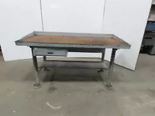 32"Dx72"wx35"H Wood/Steel Top Work Bench Vintage Work Table W/Drawer