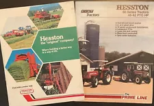 HESSTON Tractors & Farm Equipment Sales Literature Brochure, 2 pcs, Original