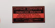 For 1937-1954 Chrysler, Dodge, DeSoto — Engine Oil Breather Decal