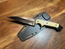 CRKT C/K Dragon Fixed Blade Knife Desert Tan G-10 (4.5" satin) 2010DK