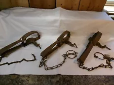 Lot of 3 Vintage Oneida Victor Single Long Spring Leg Hold Animal Traps