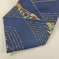 Frank Lloyd Wright Foundation Collection 100% Silk Neck Tie Blue Geometric