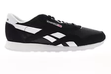 Reebok Classic Leather Nylon Mens Black Nylon Lifestyle Sneakers Shoes 10