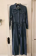 Free Assembly Women's Utility Denim Jumpsuit, 27” Inseam, Size Medium