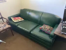 Green Leather Couch - Good Condition