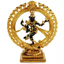 DANCING SHIVA STATUE 12.25" Nataraja Hindu God HIGH QUALITY Black Gold Resin NEW