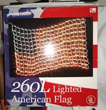 Vintage KMART 4th of July American Flag Patriotic Red White Blue Net Light NICE,