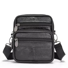 SALE!!! Ceberl Mens Genuine Leather Fanny Bag Messenger Shoulder Satchel Black2