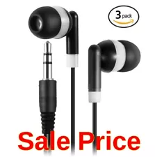 3 Bulk Earbuds Earphone 3.5mm Headphones, Android, iPhone, Kids, Tablet, Cheap