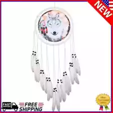 Wolf Printed Dream Catcher Net Feather Bead Dreamcatcher Hanging Ornament