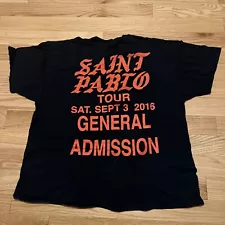 Kanye West Saint Pablo Tour Merch 2016 T-shirt Short Sleeve Boston Date Sz 2XL