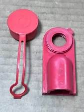 Used OEM GM Side Post Battery Terminal Red Protector Cover Positive w/ bolt cap