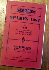 MATCHLESS G3L and G80L spares list 1948