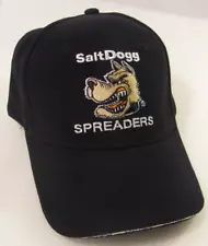 Salt Dogg Spreaders Hat Mens Black Adjustable White Trim Dog Logo Cap Modern