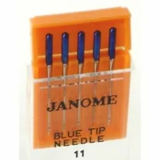 Janome Sewing Machine Blue Tip Embroidery Needle 5 Count Pack New