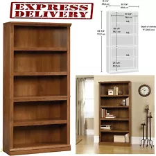 5 Shelf Bookcase Oak Wooden Bookshelf Wood Book Office Storage Cabinet