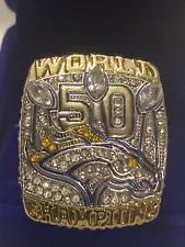 Denver Broncos Super Bowl Ring 50 Replica (2015) Manning "This Ones For Pat"