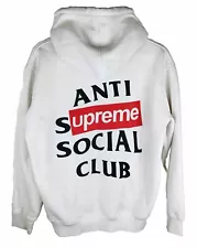 Supreme x Anti Social Social Club White Hoodie Sweatshirt Pullover Size M