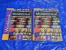 Mundo Real Media Edition Level 2 Student's SPANISH Book + Matching Workbook NEW