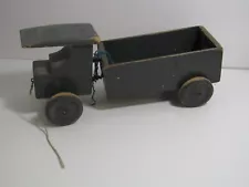 Vintage Wooden Toy Truck Pull Along Handmade Display