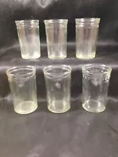 Vintage Set of 6 Jelly Jam Jar Juice Glasses Raised Star Border 3-1/2”