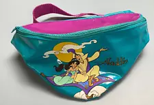 Vintage Aladdin KIDS Fanny Pack Belt Bag Jasmine PVC Plastic Teal Purple 90s