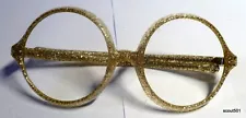 Vintage Elton John Glam Rock Round Clear Lucite Confetti Glitter Eyeglass Frames