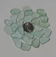 26 aqua seafoam Sea Glass pcs lot genuine surf tumbled, JQ, light green, bulk