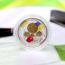 EURO 2012 Ukraine Colored 1 Hryvnia UNC Coin in Acrylic Case - RARE Collectible