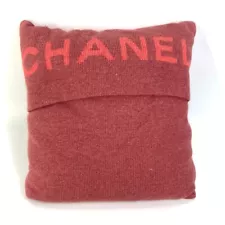 CHANEL interior pillow pillow logo knit cushion wool Red