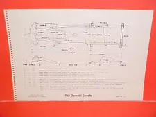 1961 CHEVROLET CORVETTE ROADSTER CONVERTIBLE HARDTOP VETTE FRAME DIMENSION CHART