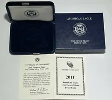 NO COIN 2011 W $1 PROOF SILVER AMERICAN EAGLE BOX & COA NO CAPSULE 1 OZ