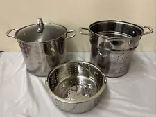 Stainless Steel Stock Pot with Glass Lid & Strainer 12Q Denmark Tools for Cooks