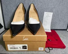 Clare 80 Nappa Black Leather - Women Shoes - Christian Louboutin w/ Receipt