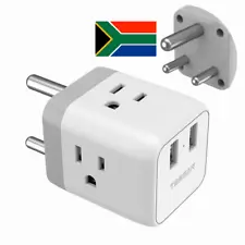 Power Plug Wall Adapter with 3 Outlet 2 USB for US to South Africa Singapore